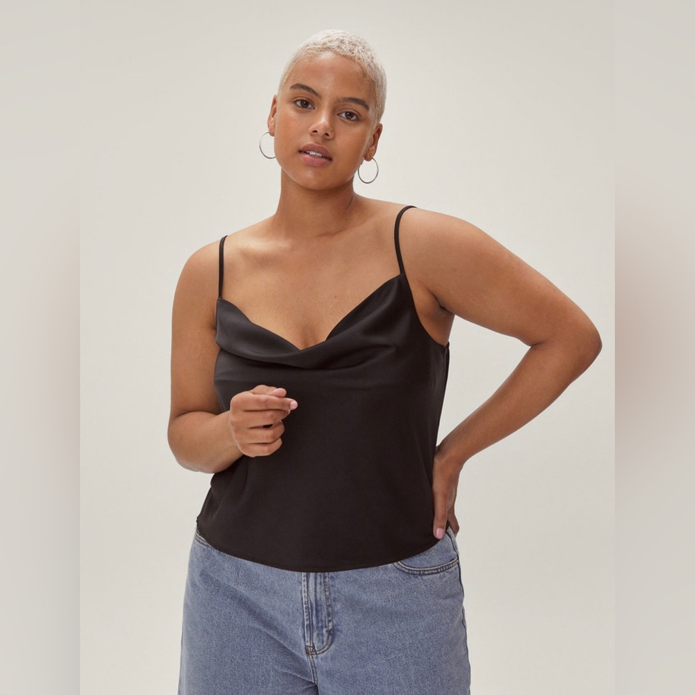 NWT Nasty Gal Cowl Me Satin Cami Tank Top US Size 16